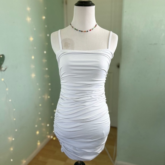 Dresses & Skirts - White Ruched Bodycon Night Out Party Club Mini Dress